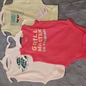 Baby onsies, size 18m by Jumping Bean. One white, 1 lime green, 1 lite rust.